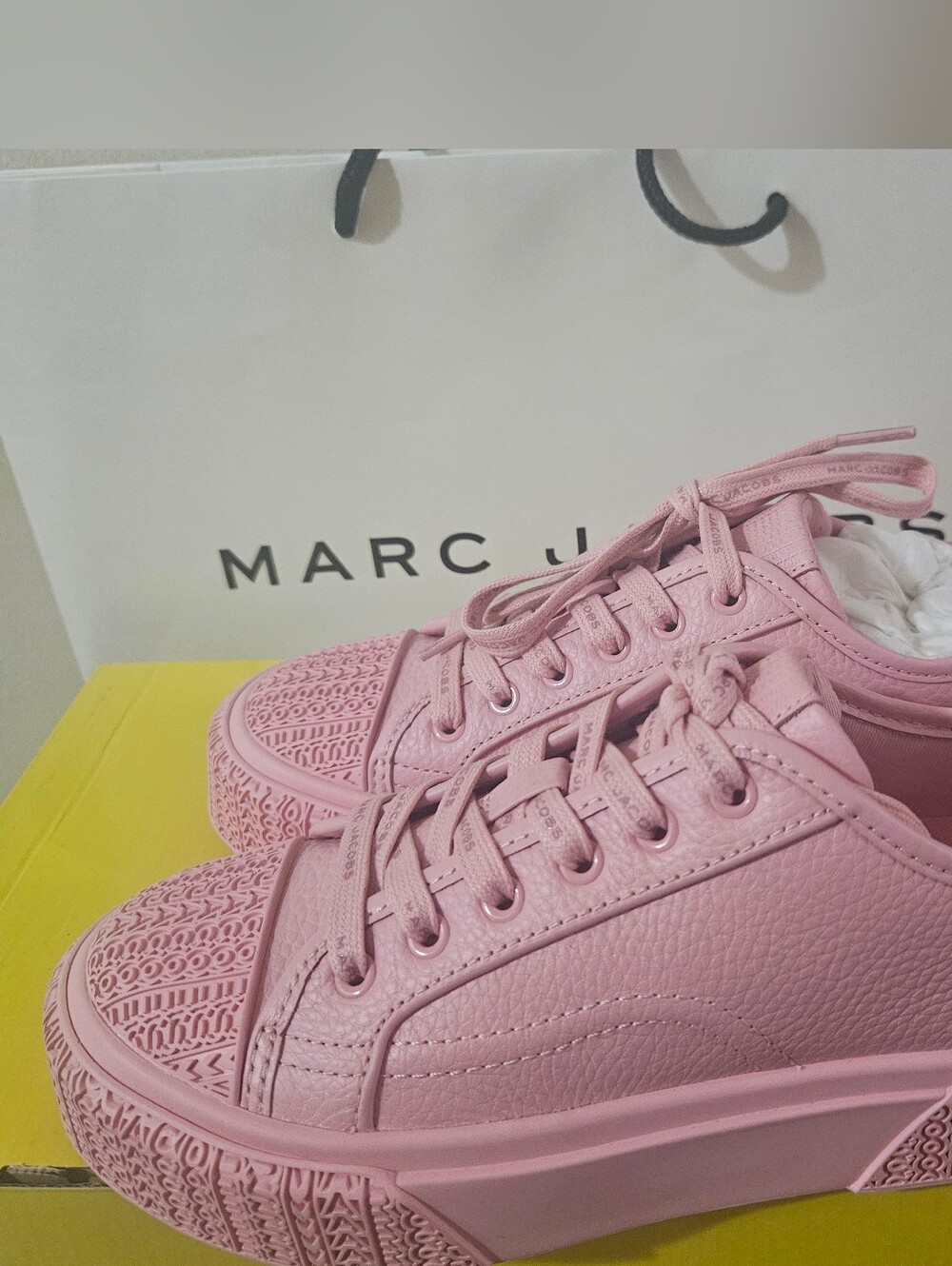 Marc Jacob's Women's  The Leather Sneaker Ribbon Pink Size US6